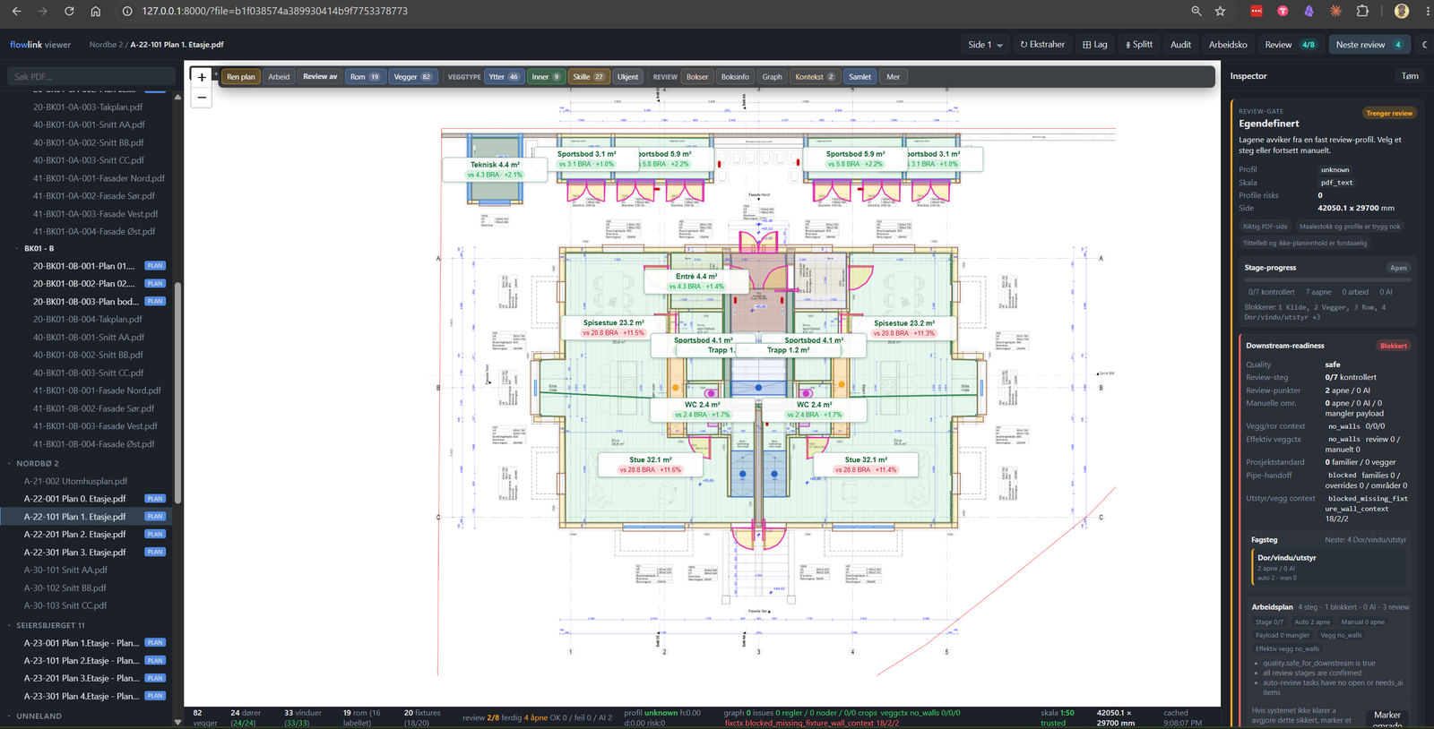 Flowlink analyse av PDF- og DWG-tegninger for VVS-prosjektering